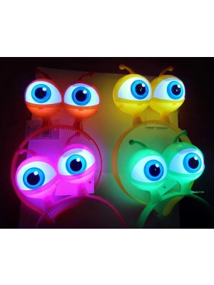 Rengarenk 3 Farklı Fonksiyonda Yanan Led Işıklı Uzaylı Göz Taç 1 Adet 18x12 Cm