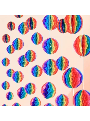 Rengarenk Kağıt Süs Fener 30 cm 1 adet