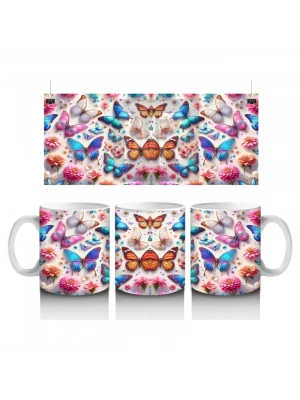 Rengarenk Kelebek Desenli Pop Sanat Kupa – Baskılı Kupa Bardak