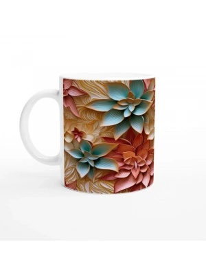 Renk Cümbüşü Çiçek Desenli Kupa Bardak