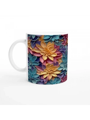 Renk Cümbüşü Çiçek Desenli Kupa Bardak