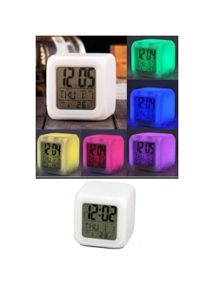 Renk Değiştiren Alarmlı Dijital Küp Saat