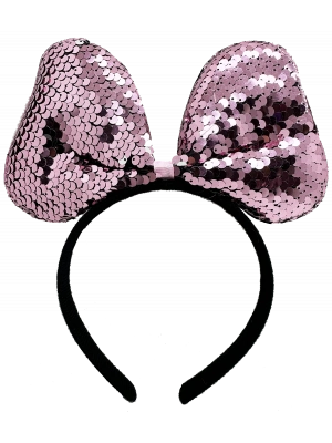 Renk Değiştiren Pullu Payetli Fiyonk Parti Tacı Pembe Gümüş Renk 20x16 Cm