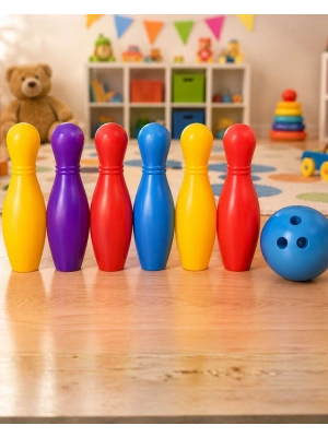 Renkli Çocuk Bowling Oyunu 6 Kukalı Eğitici Eğlence Seti