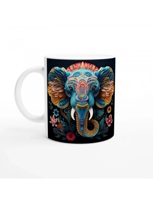 Renkli Fil Baskılı Kupa Bardak