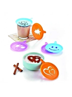 Renkli Kahve Süsleme Şablonları  - 4lü Magic Süsleme Şablonu