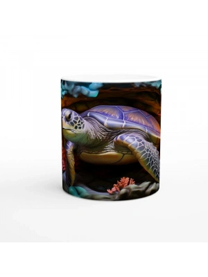 Renkli Mağarada Dingin Deniz Kaplumbağası Kupa Bardak