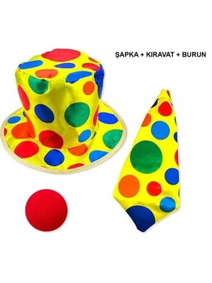 Renkli Palyaço Kostüm Seti – 3 Parça Aksesuar