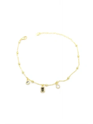 Renkli Taşlı Halhal - Siyah