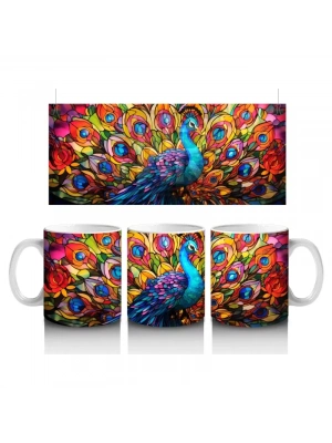 Renkli Tüyleriyle Gösterişli Tavus Kuşu – Baskılı Kahve Kupası