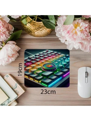 Renkli Yuvarlak Tuşlu Klavye Mousepad - 19x23 cm 2 mm Dikdörtgen İthal Baskılı Mouse Pad