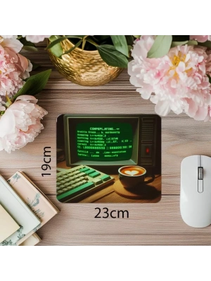 Retro Kod Ortamı + Kahve Mousepad Tasarımı - 19x23 cm 2 mm Dikdörtgen İthal Baskılı Mouse Pad