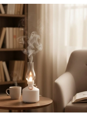 ® Retro LED Işıklı 1200 mAh Şarjlı Aroma Difüzörü 280 ml Su Kapasiteli