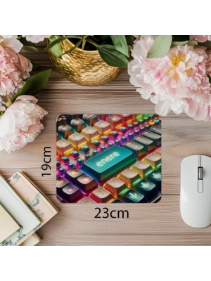 Retro Mekanik Klavye Temalı Mouse Pad - 19x23 cm 2 mm Dikdörtgen İthal Baskılı Mouse Pad