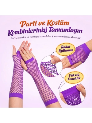 Retro Mor File Parmaksız Eldiven 26 cm