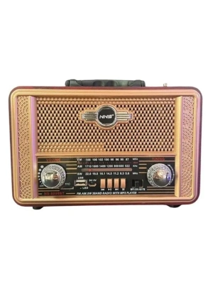 ®  Retro, Nostaljik, Ahşap Tasarım Bluetooth Hoparlörlü, Şarjlı, Taşınabilir Otantik Tasarımlı FM/AM Destekli Radyo NS8098