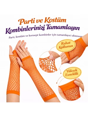 Retro Turuncu File Parmaksız Eldiven 26 cm