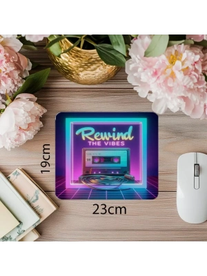 Rewind the Vibes Yazılı Renkli Mouse Pad - 19x23 cm 2 mm Dikdörtgen İthal Baskılı Mouse Pad
