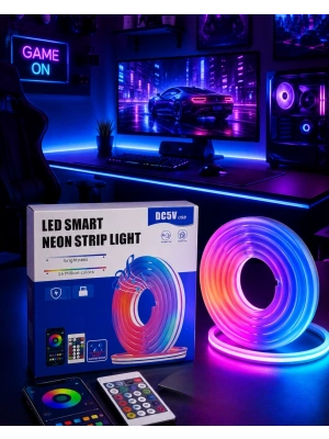 RGB Neon Led Şerit Işık Kumandalı USB Girişli Su Geçirmez Şerit Led