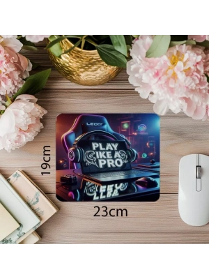 RGB Renkli Play Like a Pro Tasarımı - 19x23 cm 2 mm Dikdörtgen İthal Baskılı Mouse Pad