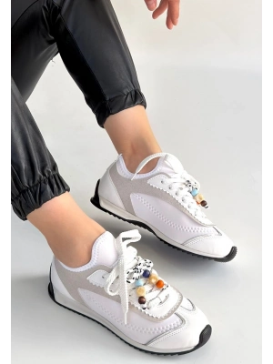 Riaf Beyaz Cilt Bağcıklı Spor Ayakkabı