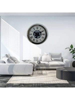 ® Roma Atlas  60 Cm Çarklı Krom Duvar Saati