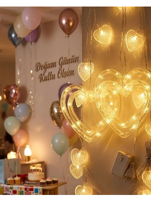 Romantik Kalp LED Işık Neon Görünümlü Dekoratif Oda Lambası