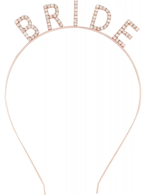 Rose Gold Bekarlığa Veda Kristal Taş Bride Tacı