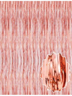 Rose Gold Püsküllü Kapı Perdesi - Parti, Bekarlığa Veda, Doğum Günü 1x2 M