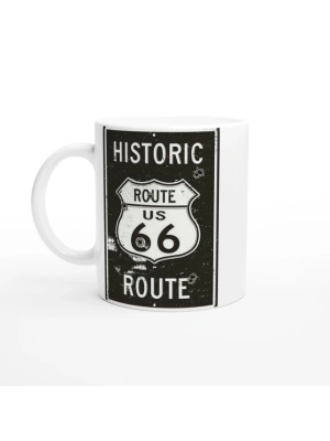 Route 66 Kurşun İzli Retro Metal Levha Temalı Kupa Bardak
