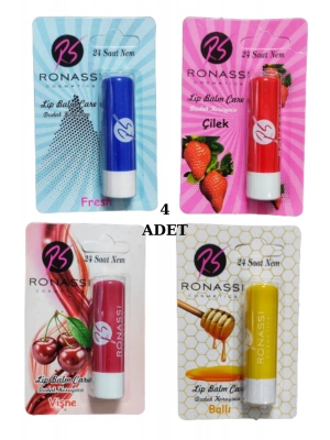 RS Ronassi Dudak Koruyucu ve Parlatıcısı Fresh Çilek Vişne ve Ballı 4 Lü Set