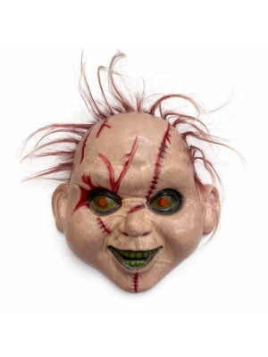Saçlı Chucky Korku Maskesi – Gerçekçi Dikişli ve Detaylı Maske
