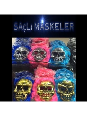 Saçlı İskelet Yüzlü Maskeler