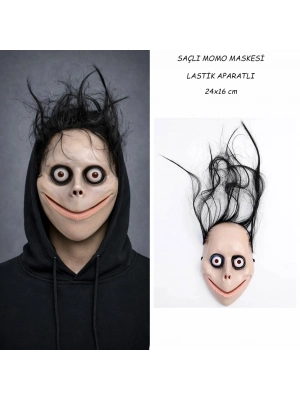 Saçlı Momo Korku Maskesi 24x16 cm