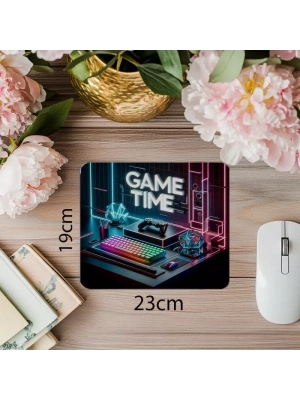 Sade ve Güçlü Tasarım – Game Time Mousepad - 19x23 cm 2 mm Dikdörtgen İthal Baskılı Mouse Pad