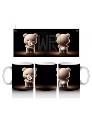 Sahne Işığında Arkası Dönük Peluş Ayı – Baskılı Kahve Kupası