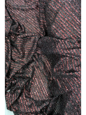 Sakallı Çizgili Pullu Kumaş  Pullu Payet Kumaş Abiye Nişan Düğün Siyah Bordo