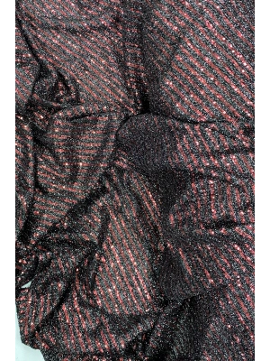 Sakallı Çizgili Pullu Kumaş  Pullu Payet Kumaş Abiye Nişan Düğün Siyah Bordo