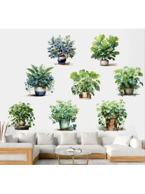 ® Saksılı Çiçek Tasarımlı 8li Sticker MC-480A