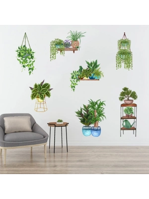 ® Saksılı Çiçek Tasarımlı Yapışkanlı Sticker MC-480D