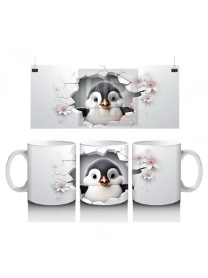 Sakura Çiçekleriyle Sevimli Penguen – Baskılı Kahve Kupası