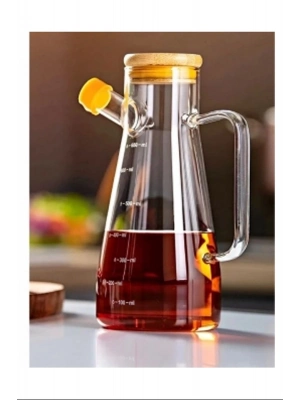 Salkım 900 Ml Bambu Kapaklı Cam Yağdanlık Royaleks-CLKN-1800