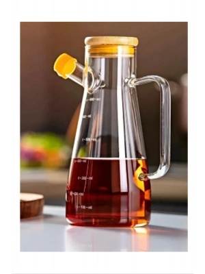 Salkım 900 Ml Bambu Kapaklı Cam Yağdanlık Royaleks-CLKN-1800