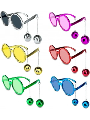 Sallanan Disko Top Küpeli Gözlük Retro Hawaii 5 Renk 6 Adet
