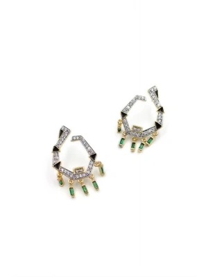 Sallantılı Taşlı Küpe - Yeşil