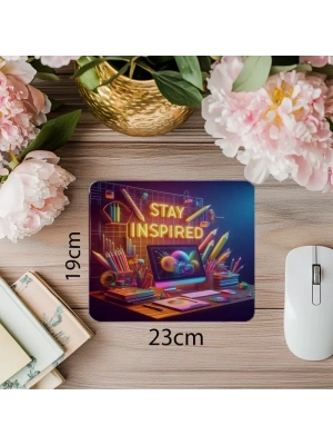 Sanat ve İlham Temalı Mousepad – Stay Inspired - 19x23 cm 2 mm Dikdörtgen İthal Baskılı Mouse Pad