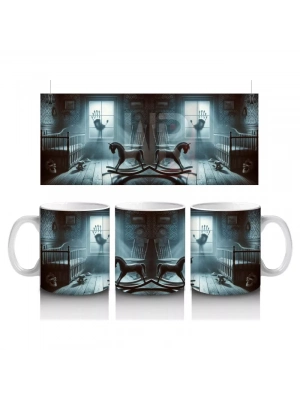 Sandalyede Oturan Hayalet Figürlü Gotik Cadılar Bayramı Baskılı Kupa Bardak