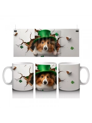 Şapkalı Köpek ve Bahar Yaprakları – Baskılı Kahve Kupası