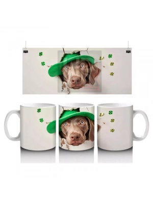 Şapkalı Sevimli Kahverengi Köpek – Baskılı Kahve Kupası