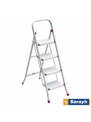 ® Saraylı Pratik Metal Merdiven Beyaz 4 Basamaklı